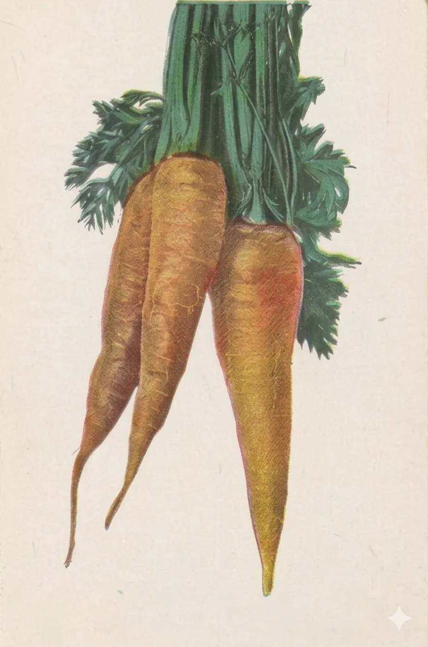 Botanical plate — Danvers Half Long Carrots, from the Biodiversity Heritage Library.